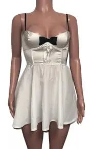 Victoria’s Secret White Black Straps Bow Skater Style Tuxedo Mini Dress Lingerie