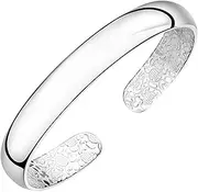 [XINSHUN] Jewelry 1PC 925 Silver fashion smooth cuff bangle bracelet