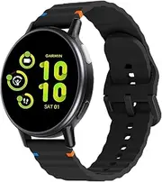 Silicone Bands Compatible with Garmin Vivoactive 5 Watch Band/Garmin Venu/Sq Women Men, Soft Wave Rubber Strap for Forerunner 165/55/245/645 Quick Release Wristband with Decorative Woven Line