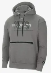 Nike Mens Brooklyn Nets Courtside Pullover Grey Hoodie Mens Small CN0605-063 USA