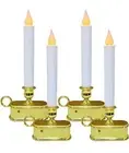 4pk LED Window Candle with Dusk to Dawn Sensor and Flickering Light Feature Gold