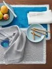 $201 NEW SFERRA 8 PC Farrell Linen Fringe 4 Placemats +4 Napkins Grey White