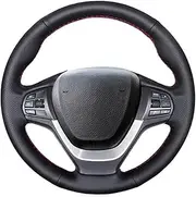 QASULER Car Steering Wheel Cover, for BMW, X3 F25 2010-2017 X4 F26 2014 Hand-Stitched Non-Slip Black Artificial Leather Anti-Slip Car Steering Wheel Cover(Black Orange Thread)
