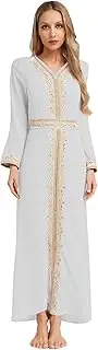[Yeahdor] Muslim Abaya Maxi Dress for Women Long Sleeve Islamic Prayer Dress Dubai Sadui Kaftan Robe