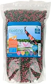 Premium Floating Pellets, Fish Food for Goldfish & Koi, 1kg - Natural Ingredients, Balanced Nutrition, Reduces Water Pollution, Builds a Stronger Immune System, 8mm Large