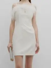 $275 Aidan by Aidan Mattox Womens Ivory Feather Sweetheart Dress Size US 12