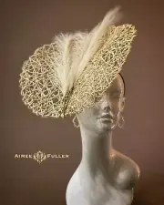 Breeders Cup Kentucky Derby Cream Off White Plume Big Fascinator Hat Royal Ascot