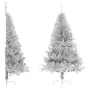 Silver Artificial Half Christmas Tree 120cm with Stand PET Eco Friendly Decor