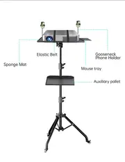 SH 90/125/145CM Projector Tripod Stand With Trays Laptop Tripod, Portable Projector Floor Stand Adjustable Height With Hose Clip 145CM