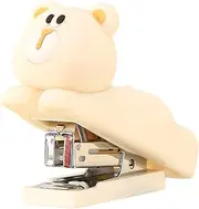 Mini Cute Animal Stapler with Staples, Cartoon Stereoscopic Silicone (PVC) Stapler, Labor-Saving Office Supplies for Students Kids (Milky White Bear)