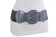 Casual Women Wide Belt Fashion Hip Waist Gray Elastic White Polka Dots Size S M