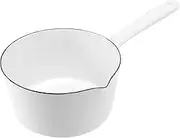 Veumoie 1.3L Japanese Style White Ceramics Milk Pot Kitchen Cooking Pan Pot Stewpan Saucepan with Long Handle for One People