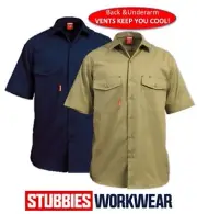 STUBBIES MENS 160gsm SUMMER WEIGHT + VENTS DRILL WORK SHIRTS SHORT SLEEVE BW2320