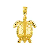14K Gold 15MM Long Sea Turtle Charm