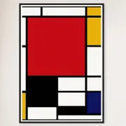 Galrie Piet Mondrian Large Composition Art Print With Bold Red, Yellow, Black, and Blue, Black Frame, A3 30 x 42cm (12 x 16inch)