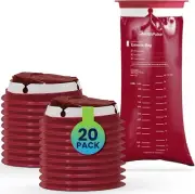 FifthPulse Disposable Burgundy Emesis Bags - Pack of 20 Barf Bags for Kids and