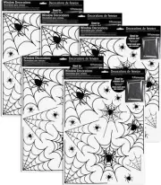 5 Sheets Halloween Window Stickers Wall Decoration Set Spider Web Design Window