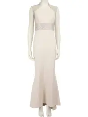 Ecru Crystal Embellished Gown