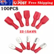 100PCS Red Insulated Spade Electrical Wire Connectors Splice Crimp Terminals Kit