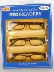 3 READING GLASSES REDI READERS by MAGNIVION +1.75