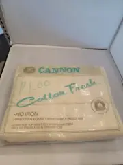 vintage cannon sheets queen flat tip 60x80 new! Beige/white