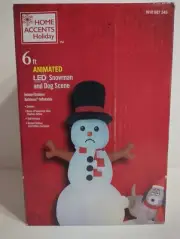 Christmas Gemmy 6 ft Animated Snowman & Dog Scene Airblown Inflatable NIB