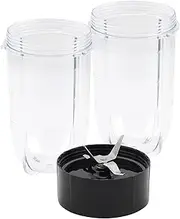 [DEMULAX] Replacement Cross Blade + 2Pcs 16Oz Cup Set, for Magic Bullet, Replacement Parts Compatible with 250W MB1001 Blender Blender Lid Blade