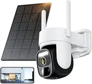Hawkray Solar-Powered Security Wireless Outdoor Camera:3X Zoom,2K Resolution,360° Pan-Tilt Control,2.4 & 5G WiFi,Two-Way Audio,Siren,PIR Motion Detection
