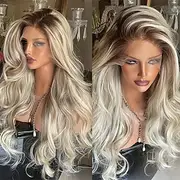 Unprocessed Virgin Hair 5x5 Closure 13x4 Lace Front Wig Free Part Brazilian Hair Wavy Blonde Wig 130% 150% Density with Baby Hair Highlighted / Balayage Hair 1