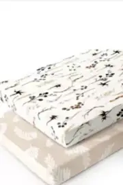 Stretchy Ultra Soft Jersey Knit Fitted Pack n Play Sheets Set 2 Pack, Neutral...