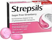 [Strepsils] Sugar Free Throat Lozenges Strawberry Pain Relief, Pack Of 36