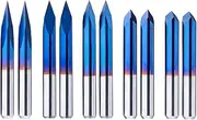 20/30/45/60/90deg 0.1mm Triangular CNC Router Bits Set, 1/8" Shank Engraving Carving V-Bit with Nano Blue Coating Sharp Pyramid Bits for Acrylic Wood MDF Aluminum Lettering Sign Making