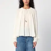 [Chloé] Ivory silk blouse with drawstring 36 FR Beige