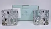 PartyLite Ice Block Votive Taper Holder Pair Retired NIB P15B/P8216