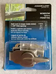 PRIME-LINE F 2713 Window Sash Lock & Keeper, 1-3/4" Hole spacing, Satin Nickel