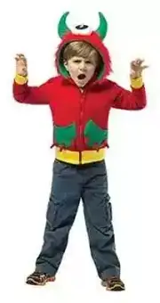 HAHA Hoodie RED One Eye Monster Jacket Sweater Halloween Costume Child M 7-10
