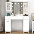 Dressing Table With Mirror And 10 LED Lights Makeup Desk Vanity Table Set White
