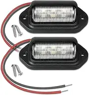 Wivplex 6 Car License Number Plate Lights Waterproof 12-24V Universal Truck RV Trailer Tail License Plate White Side Lamp Bulbs Car Number Plate Light(2pcs black)