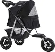 Pet Stroller Dog Pram Large Cat Carrier Travel 3 Wheels Foldable Pushchair