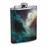 Ocean Waves Em2 Flask 8oz Stainless Steel Hip Drinking Whiskey