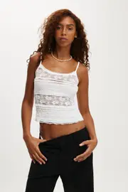 [Cotton On Women] Cotton On Women - Emily Lace Cami - White lace L WHITE LACE
