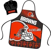 Cleveland Browns Apron Chef Hat Set Full Color Universal Size Tie Back Grilling Tailgate BBQ Cooking Host, Team Color, One size