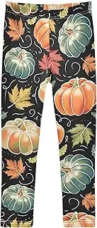[Joisal] Autumn Pumpkins Black Girls Leggings, Suitable for Dance Pants Girls, Kids Legging, 4-10T