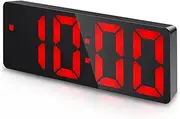 AMIR Digital Alarm Clock, LED Clock for Bedroom, Electronic Desktop Clock with Temperature Display, Adjustable Brightness, Voice Control, 12/24H Display for Home, Bedroom, Office, Red