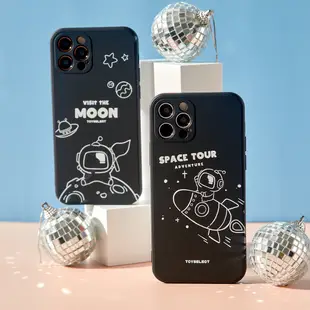 【TOYSELECT】太空寶寶旅行黑白系列純色矽膠iPhone手機殼-造訪月球
