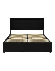 [Artiss] Double Size LED with 4 Drawers Bed Frame in Black