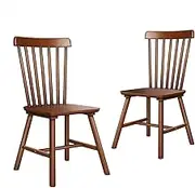 ALFORDSON Windsor Dining Chairs Set of 2 with Solid Wood Frame, Wooden Kitchen Chair with Floor Protector, Reading Seating for Home Cafe Coffee Table, Max 150kg, Walnut