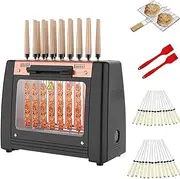 Electric BBQ Grill, 360° Automatic Rotating Electric Grill with 32 Baking Forks, Smokeless Design and Double-Sided Heating, Electric Barbecue Grill with 2 Grease Brush, for Home Parties Kebab
