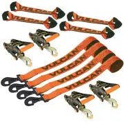 VULCAN 8-Point Roll Back Car Tie Down Kit - Snap Hooks, 4 Pack - PROSeries