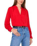 Vince Camuto V Neck Button Up Blouse